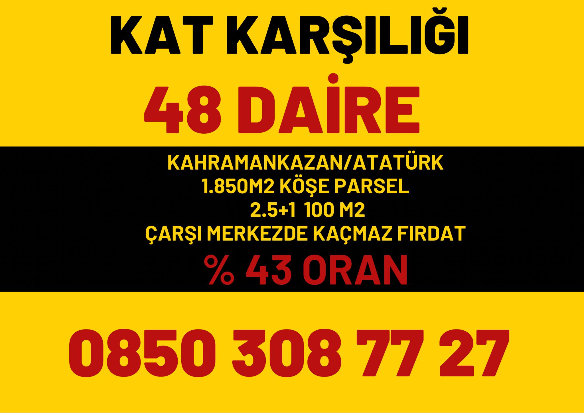 KAHRAMAN KAZANDA ÇARŞI MERKEZDE 1,850 M2 KAT KARŞILIĞI KÖŞE PARSEL ARSA